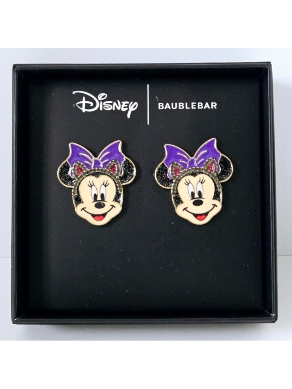 Baublebar X Disney Minnie Mouse Halloween Cat Ears Purple Bow Earrings  NIB